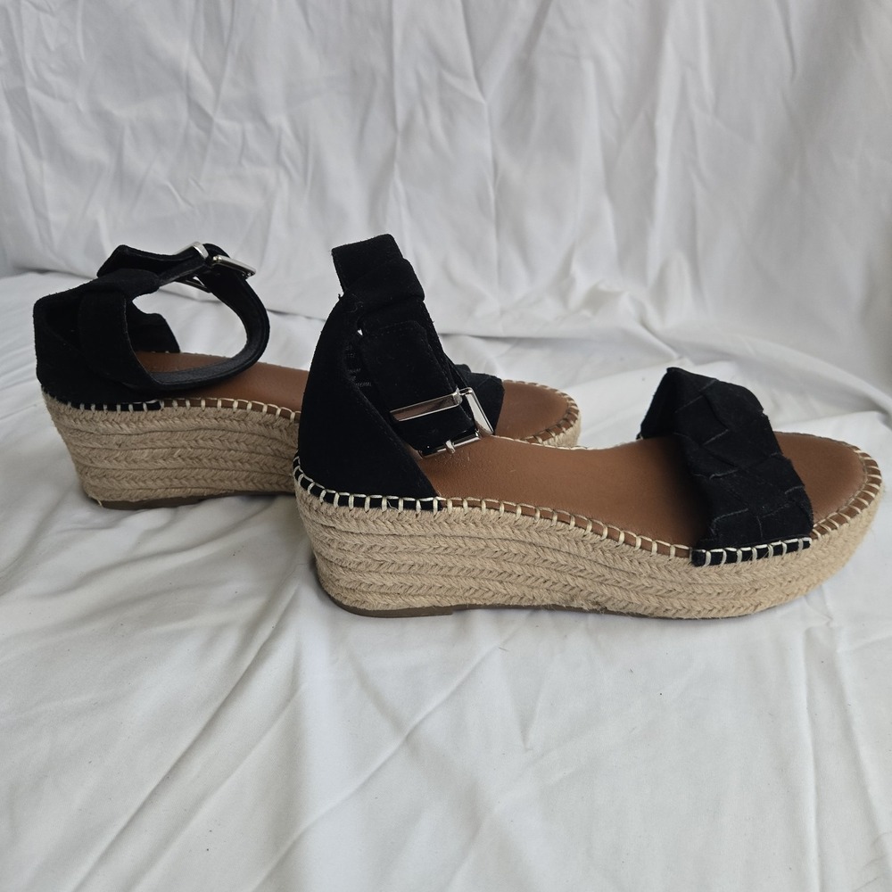 Michael Shannon Bridgette Black Suede Espadrille Wedge Sandals Ankle Strap 8 - Picture 3 of 6